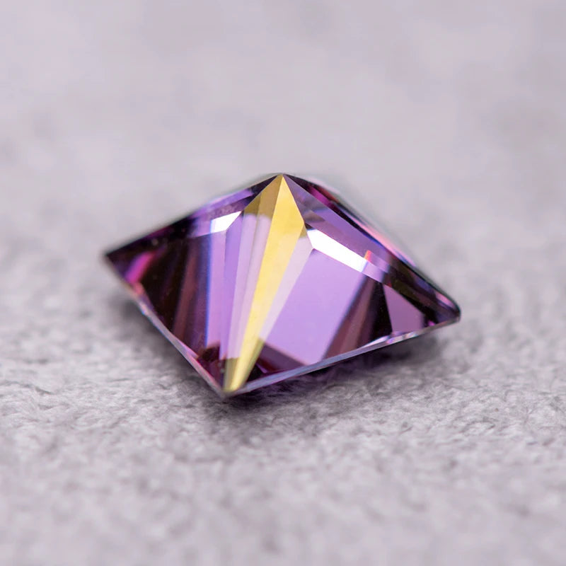Moissanite Gemstone Princess Cut Emperor Purple color Lab Grown Diamond Advanced Jewelry Making Materials with GRA Certificate