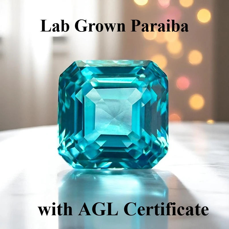 Lab Grown Paraiba Asscher Cut Charms Gemstone Extremely Shiny Quality Advanced Jewelry Making Materials AGL Certificate