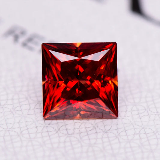 Moissanite Gemstone Princess Cut Garnet color Lab Grown Diamond Advanced Jewelry Making Materials with GRA Certificate