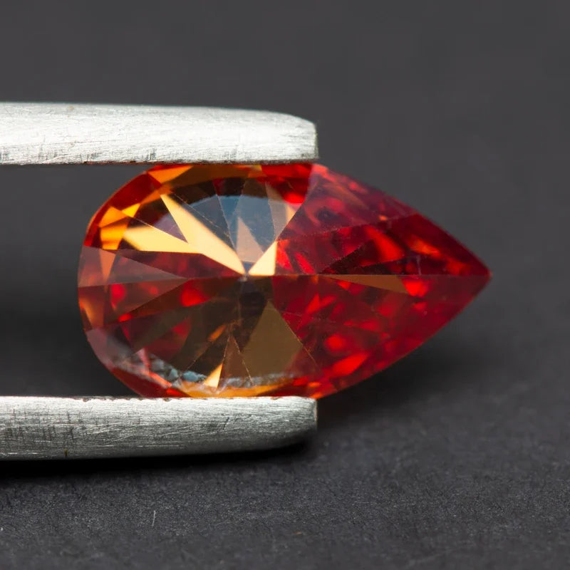 Moissanite Stone Pear Cut Garnet Colored Gemstone Lab Grown Diamond Charms Diy Advanced Jewelry Making with GRA Certificate
