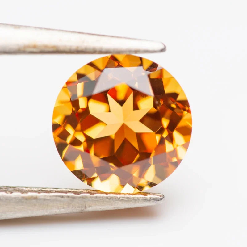 Lab Grown Sapphire Orange Color Round Shape Extremely Shiny Quality DIY Ring Necklace Earrings Main Materials AGL Certificate