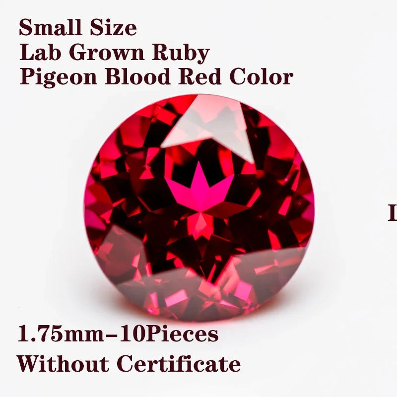 Lab Grown Ruby Pigeon Blood Red Color Round Shaped Small Size Charm Gemstone Advanced Jewelry Rings Earrings Making