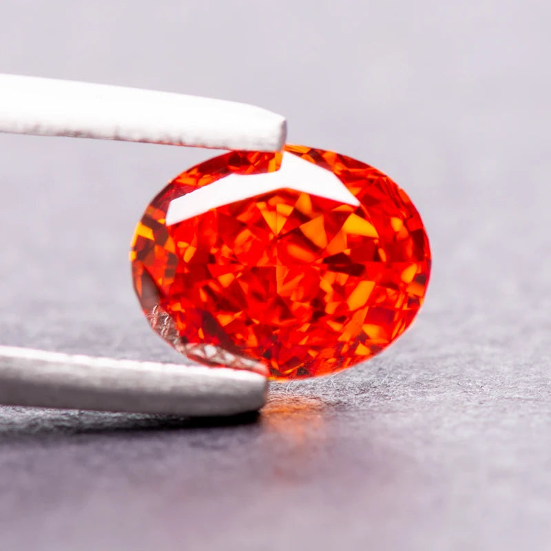 Cubic Zirconia Oval Shape Red Color 5A Grade 4k Crushed Ice Cut Charm Beads for DIY Jewelry Making Ring Necklace Main Materials