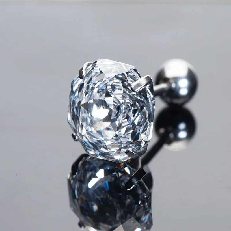 Cubic Zirconia Stainless Steel Earring Rose Cut Cinderella Color 8.0mm Jewelry for Women Wholesale 4 Prong Tragus Earrings