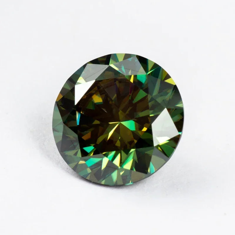 Moissanite Yellow Green Color Round Cut Gemstone for Charms Jewelry Making DIY Ring Necklace Earrings Main Materials Certificate
