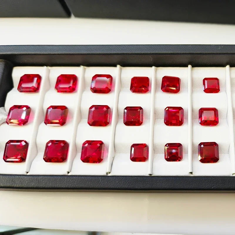 Lab Grown Ruby Pigeon Blood Red Asscher Square Shape Charm Gemstone for Diy Jewelry Making Materials Selectable AGL Certificate