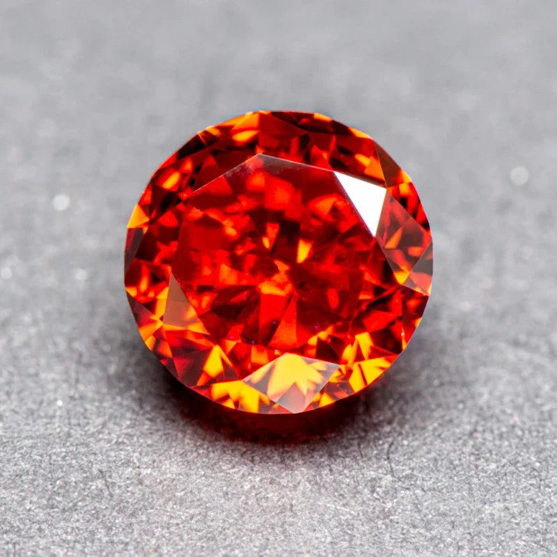 Cubic Zirconia Round Shape Red Color 5A CZ Stone 4k Crushed Ice Cut Synthetic for DIY Ring Necklace Earrings Main Materials