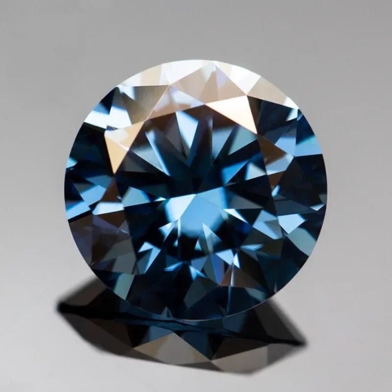 Moissanite Round Shape Royal Blue Color Wholesale Lab Grow Diamond Premium Gemstones of The Highest Quality with GRA Certifies