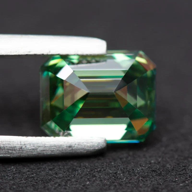 Moissanite Emerald Cut Primary Color Yellow Green Gemstone Lab Grown Diamond Diy Jewelry Making with GRA Certificate
