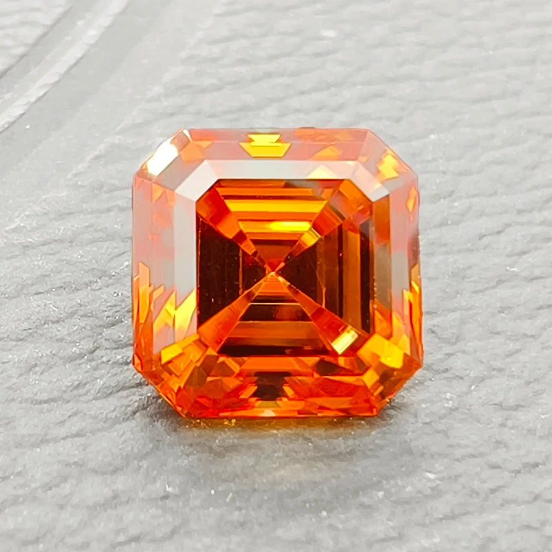 Moissanite Stone Orange Color Asscher Cut Charms for Jewelry Making DIY Ring Necklace Earrings Main Materials Certificate