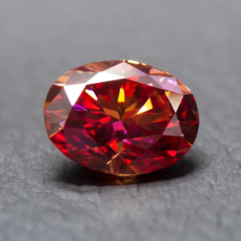 Moissanite Stone Oval Cut Watermelon Red Color Lab Created Synthetic Diamond DIY Jewelry Making Materials with GRA Certificate