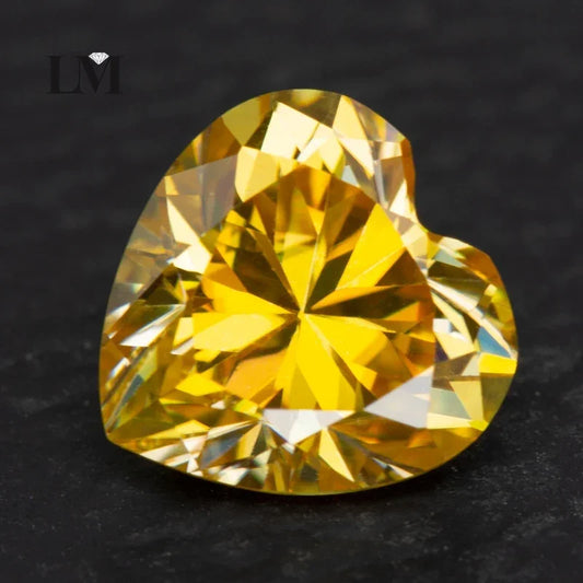 Moissanite Loose Stone Golden Yellow Color Heart Cut Lab Grown Diamond Advanced Jewelry Making Materials With GRA Certificate