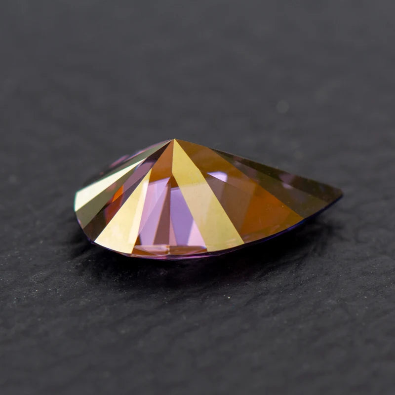 Moissanite Pear Cut Imperial Purple Colored Lab Diamond Lab Grown Gem Advanced Jewelry Making Materials with GRA Certificate
