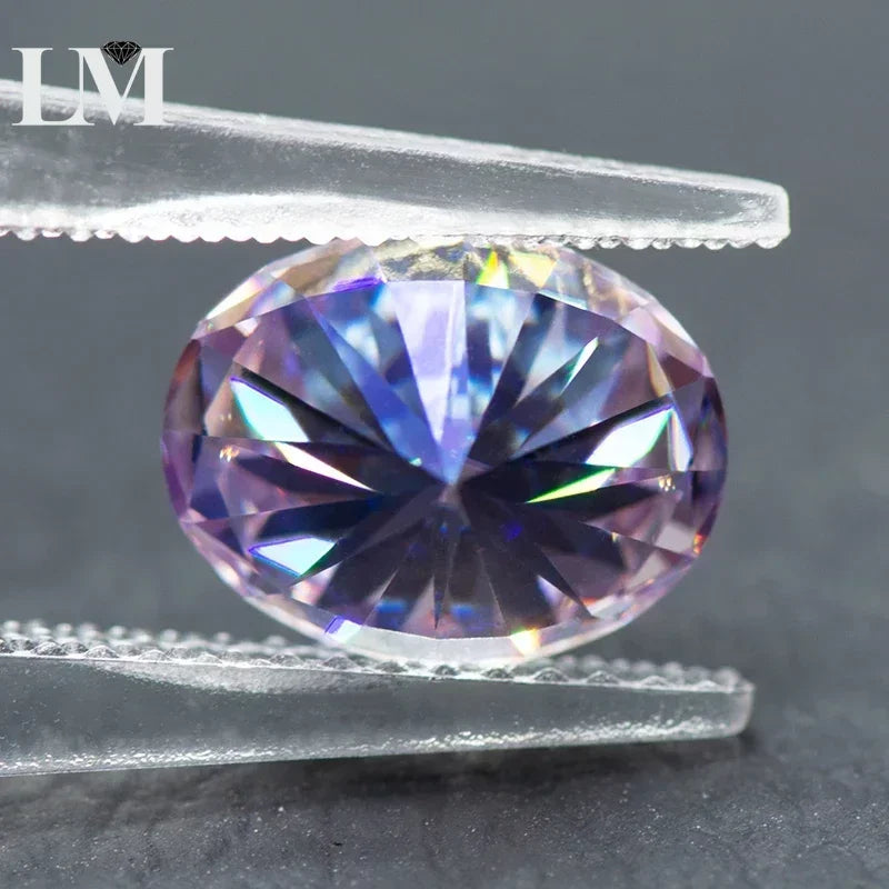 Moissanite Stone Oval Cut Light Purple Colour Lab Grown Synthetic Diamond Jewelry Making Materials Comes with GRA Certificate