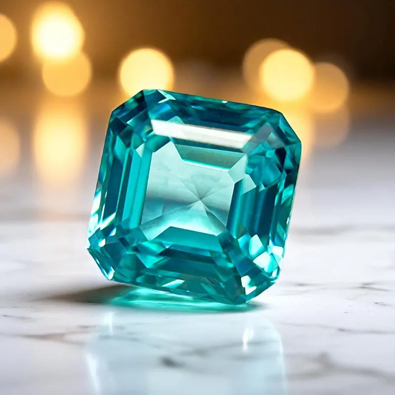 Lab Grown Paraiba Asscher Cut Charms Gemstone Extremely Shiny Quality Advanced Jewelry Making Materials AGL Certificate