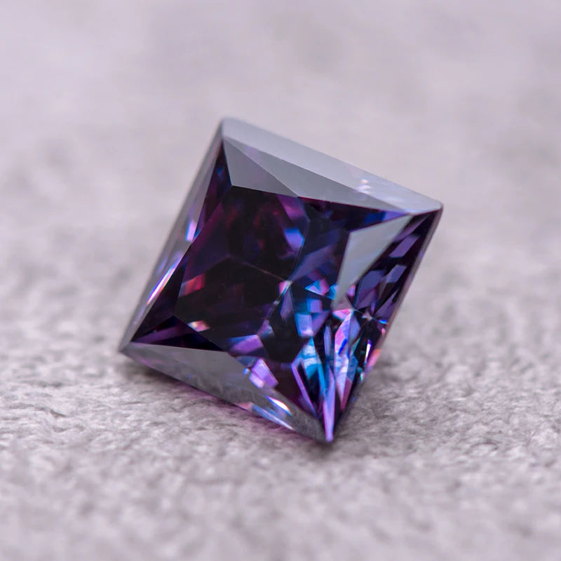 Moissanite Gemstone Princess Cut Emperor Purple color Lab Grown Diamond Advanced Jewelry Making Materials with GRA Certificate
