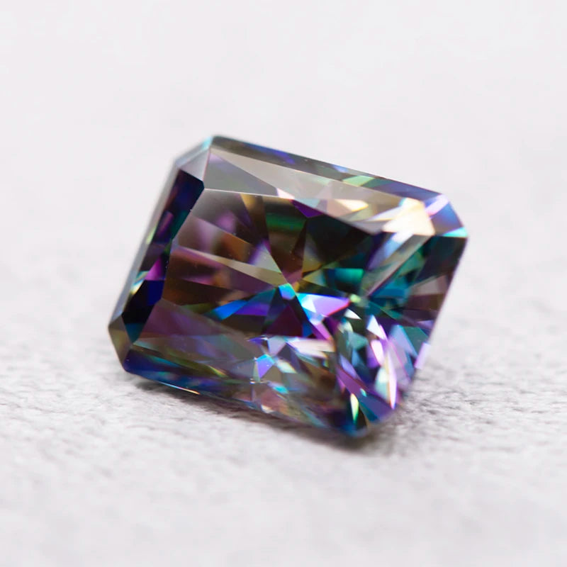 Wholesale Moissanite Stone Rainbow Green Color Radiant Cut for Jewely Making DIY Ring Necklace Earrings with GRA Certificate