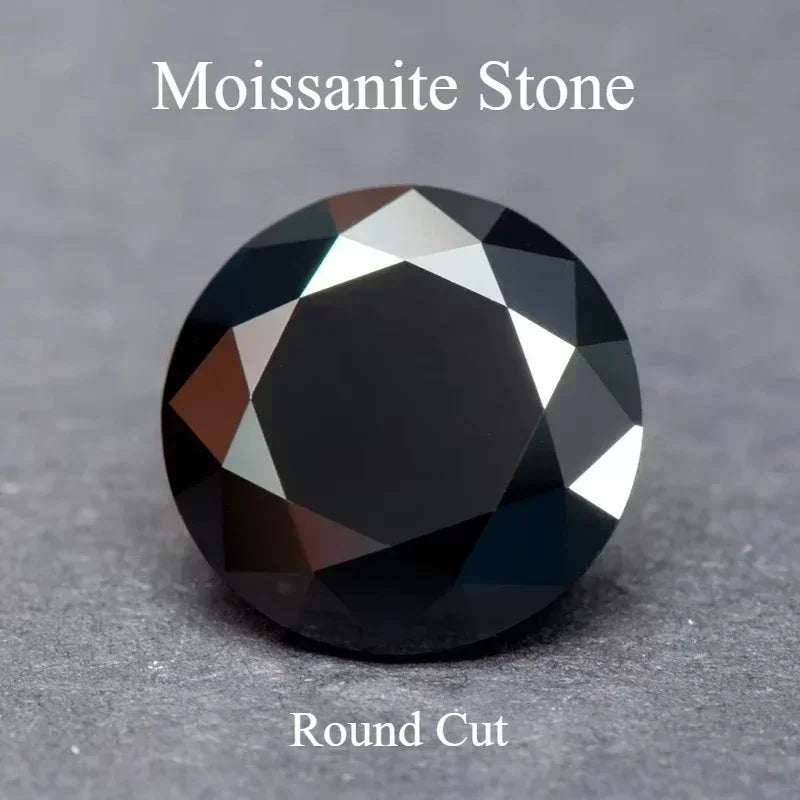 Moissanite Stone Black Color Round Cut VVS1 Charms Diamond With GRA Certified Pass Diamond Tester Making Jewelry Accessories