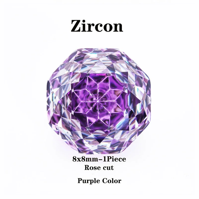 Wholesale Cubic Zirconia Rose Cut Purple Color DIY Ring Necklace Earrings Main Materials Factory Wholesale Price Charms Gemstone