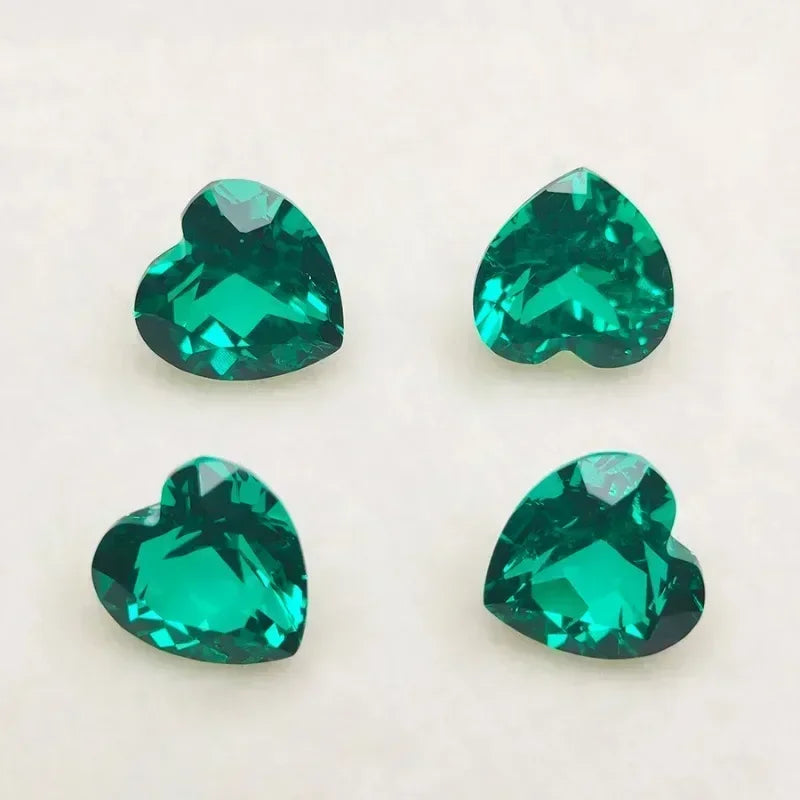 Lab Grown Colombia Emerald Green Color Heart Shape Gemstone for Diy Jewelry Earrings Making Material Selectable AGL Certificate