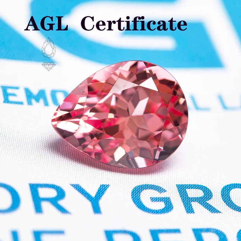 Lab Grown Sapphire Pear Shaped Red Lotus Extremely Shiny Quality DIY Ring Necklace Earrings Main Materials AGL Certificate