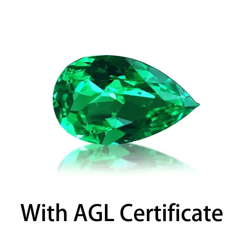Lab Grown Colombia Emerald Pear Shape Charms Green Gemstone for Diy Fine Jewelry Making Materials Selectable AGL Certificate