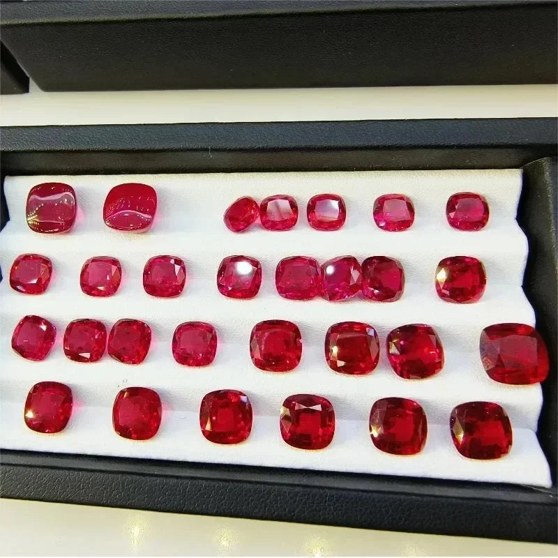 Lab Grown Ruby Square Cushion Shape Pigeon Blood Red VVS1 Selectable AGL Certificate Gemstone for Diy Jewelry Making Materials