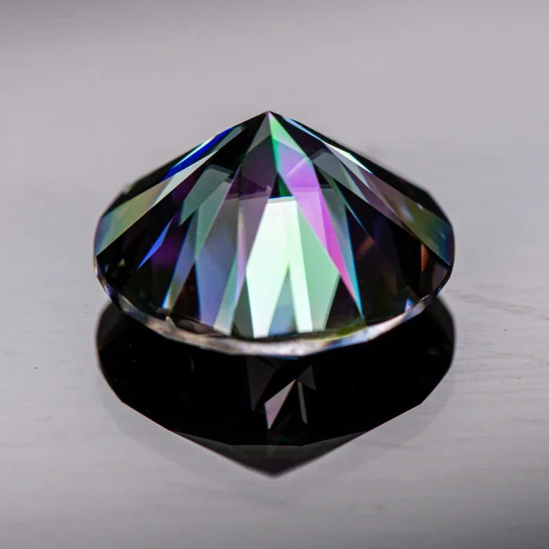 Moissanite Stone Round Cut Rainbow Green Loose Gemstone VVS1 Passed Diamond Tested Gemstone Comes with GRA Certificate