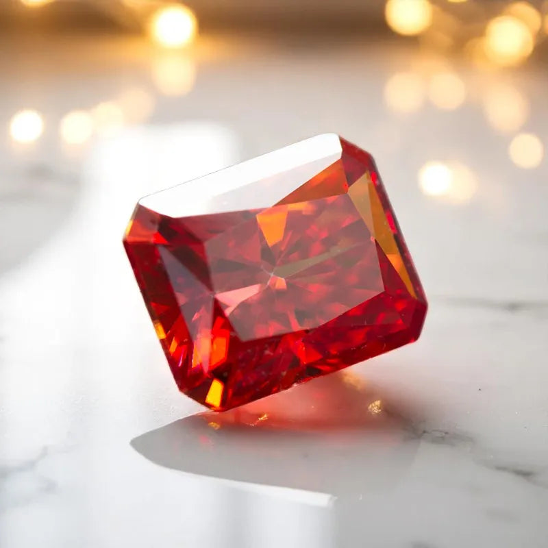 Moissanite Stone Garnet Red Radiant Cut Gemstone for DIY Advanced Jewelry Rings Earrings Making with Certificate