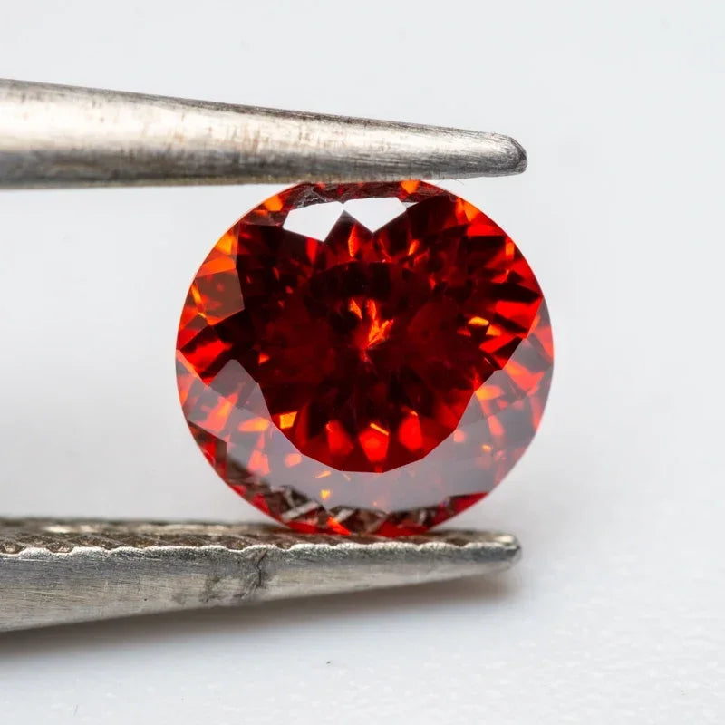 Wholesale Moissanite Stone Round Shape 100 Faceted Cut Garnet Color Charms Gemstone DIY Ring Necklace Earrings Main Materials wi