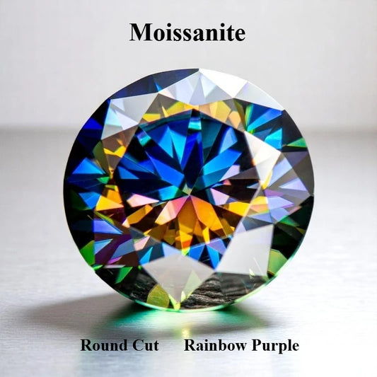 Moissanite Wholesale Rainbow Purple Round Cut Artificial Cultivation of Gemstones Diy Jewelry Making with GRA Certificate