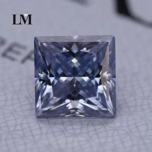 Moissanite Gemstone Princess Cut Lavender color Lab Grown Diamond Advanced Jewelry Making Materials with GRA Certificate
