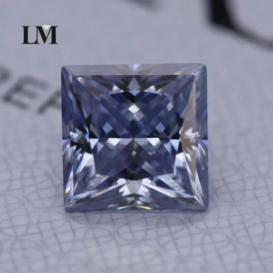 Moissanite Gemstone Princess Cut Lavender color Lab Grown Diamond Advanced Jewelry Making Materials with GRA Certificate