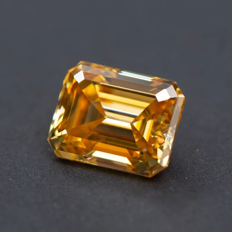 Moissanite Diamond Champagne Color Emerald Cut Lab Grown Gemstone  Charms Jewelry Rings Earrings Making with GRA Certificate