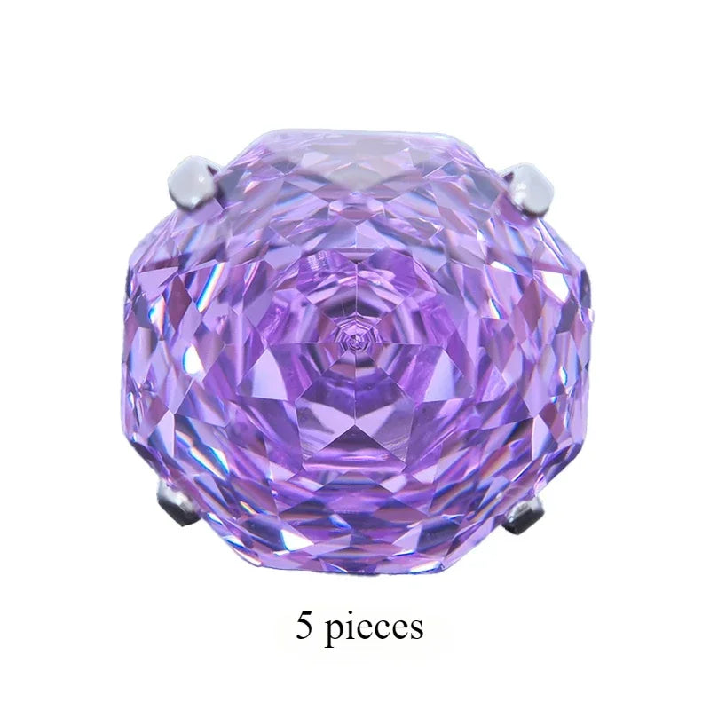 Cubic Zirconia Stainless Steel Earring Rose Cut Lavender Color 8.0mm Jewelry for Women Wholesale 4 Prong Tragus Earrings