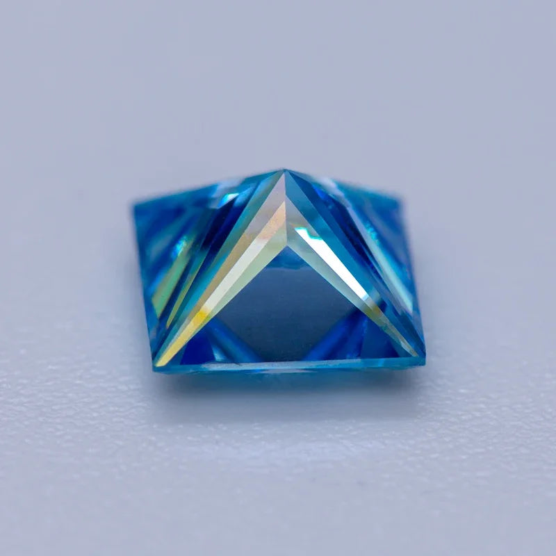 Moissanite Gemstone Princess Cut Ice Blue color Lab Grown Diamond Advanced Jewelry Making Materials with GRA Certificate