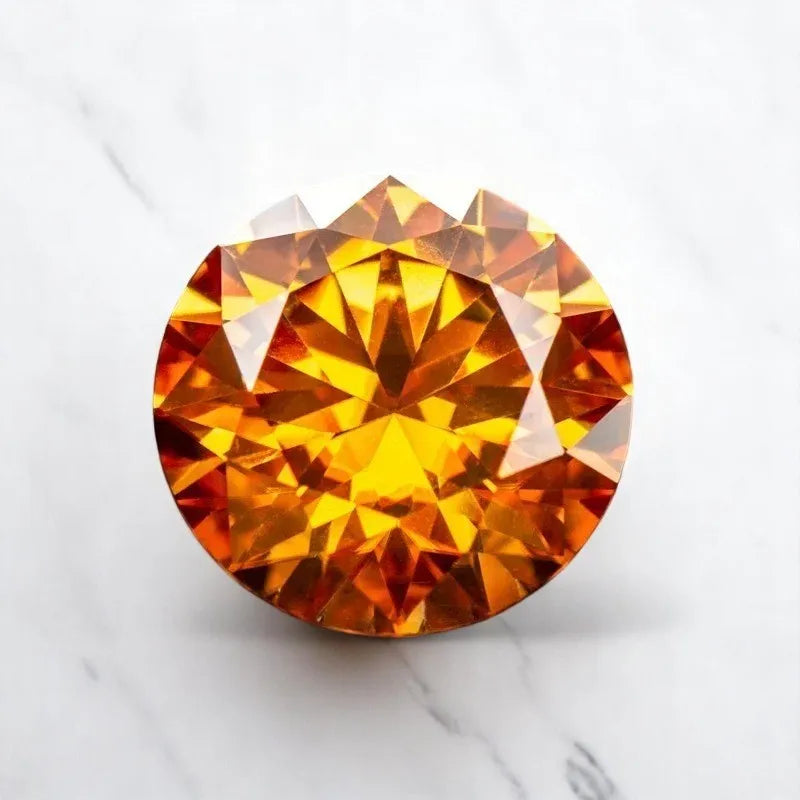 Moissanite Orange Colored Round Cut VVS1 Passed Diamond Tested Gemstone Loose Stone Jewelry Making Wholesale with GRA