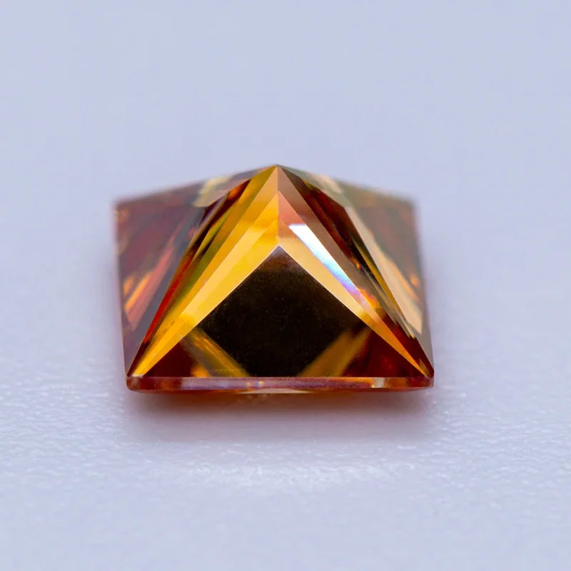 Moissanite Gemstone Princess Cut Orange color Lab Grown Diamond Advanced Jewelry Making Materials with GRA Certificate