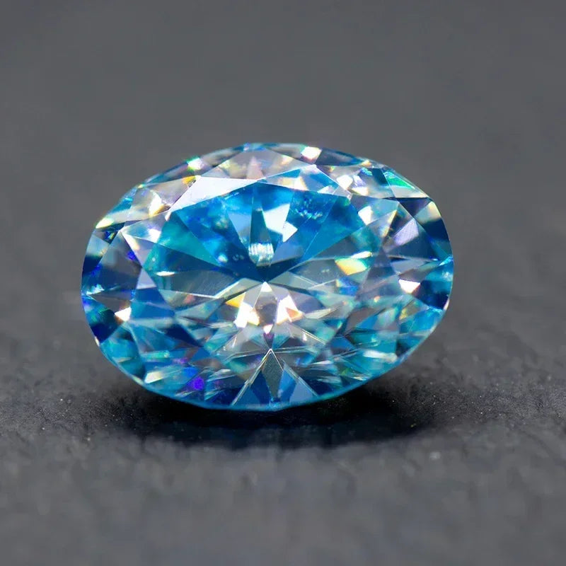 Moissanite Diamond Oval Cut Ice Blue Lab Grown Synthetic Gemstone DIY Jewelry Rings Earrings Making Comes with GRA Certificate
