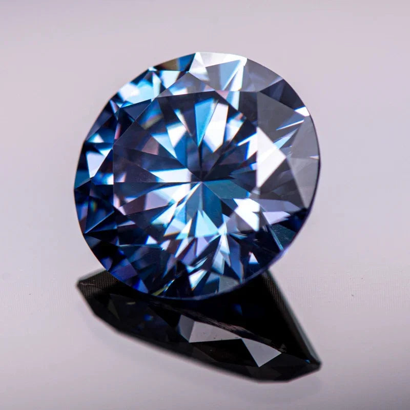 Moissanite Round Cut Sapphire Blue Colored VVS1 Lab Grown Gemstones Jewelry Making Loose Gemstone with GRA Certificate