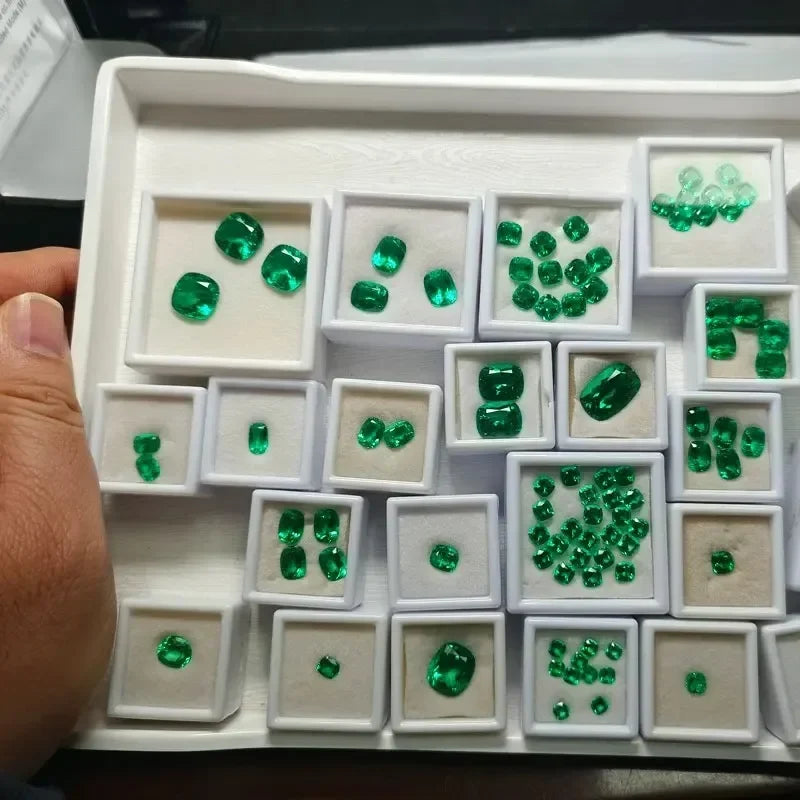 Lab Grown Colombia Emerald Green Color Rectangle Cushion Shape VVS1 Gemstone for Jewelry Making Selectable AGL Certificate