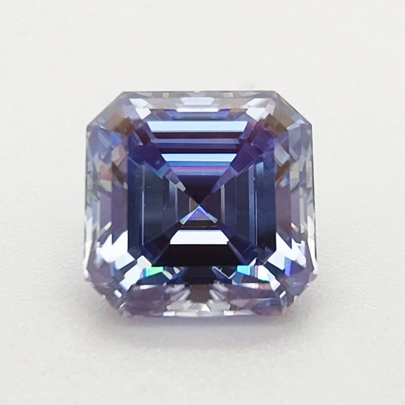 Moissanite Stone Lavender Color Asscher Cut Charms for Jewelry Making DIY Advanced Jewelry Rings Earrings Making Certificate