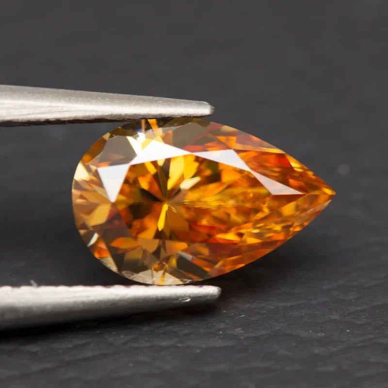Moissanite Pear Cut Champagne Colored diy charms Jewelry Making Pass Diamond Tester with GRA Certificate Wholesale Price