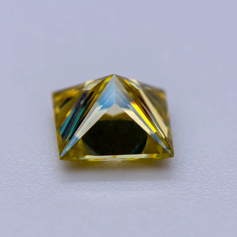 Moissanite Gemstone Princess Cut Lemon Yellow color Lab Grown Diamond Advanced Jewelry Making Materials with GRA Certificate