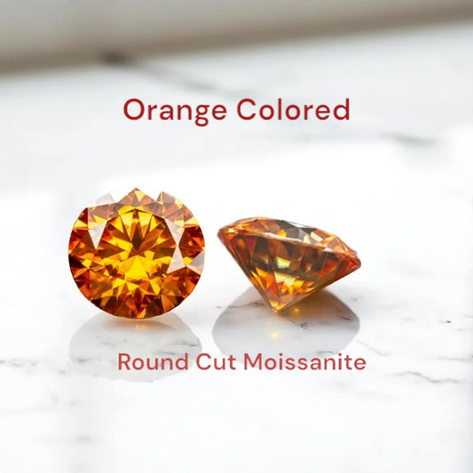 Moissanite Orange Colored Round Cut VVS1 Passed Diamond Tested Gemstone Loose Stone Jewelry Making Wholesale with GRA