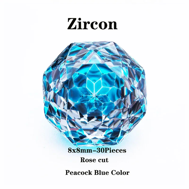Wholesale Cubic Zirconia Rose Cut Peacock Blue Color DIY Ring Necklace Earrings Main Materials Charms Gemstone Factory Wholesale