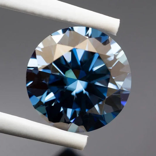 Moissanite Round Shape Royal Blue Color Wholesale Lab Grow Diamond Premium Gemstones of The Highest Quality with GRA Certifies