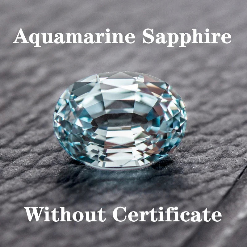 Lab Grown Sapphire Aquamarine Oval Shaped Charms Gemstone for Woman DIY Ring Necklace Earrings Main Materials with Certificate