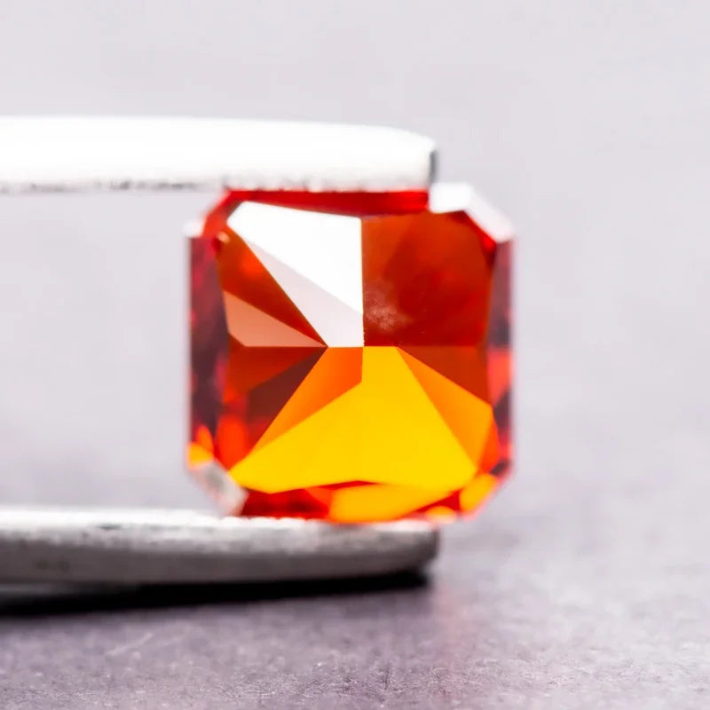 Cubic Zirconia Asscher Shape Red Color 5A Grade 4k Crushed Ice Cut Charm Beads for DIY Jewelry Making Earings Ring Materials