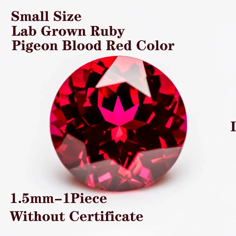Lab Grown Ruby Pigeon Blood Red Color Round Shaped Small Size Charm Gemstone Advanced Jewelry Rings Earrings Making